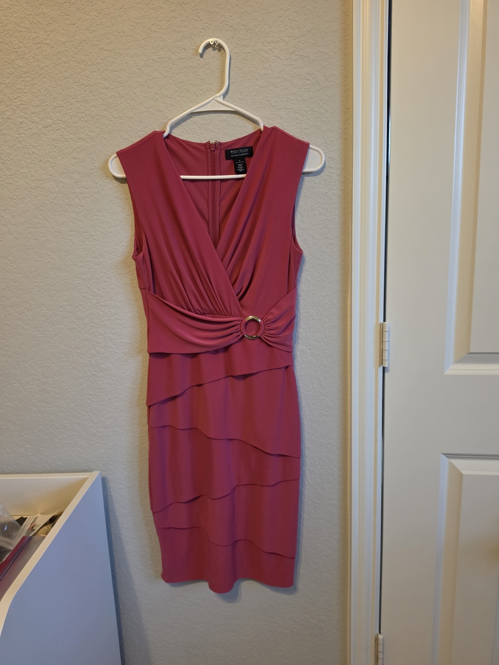 White House Black Market Rose Pink Sleeveless Wrap Midi Dress with Ring Detail